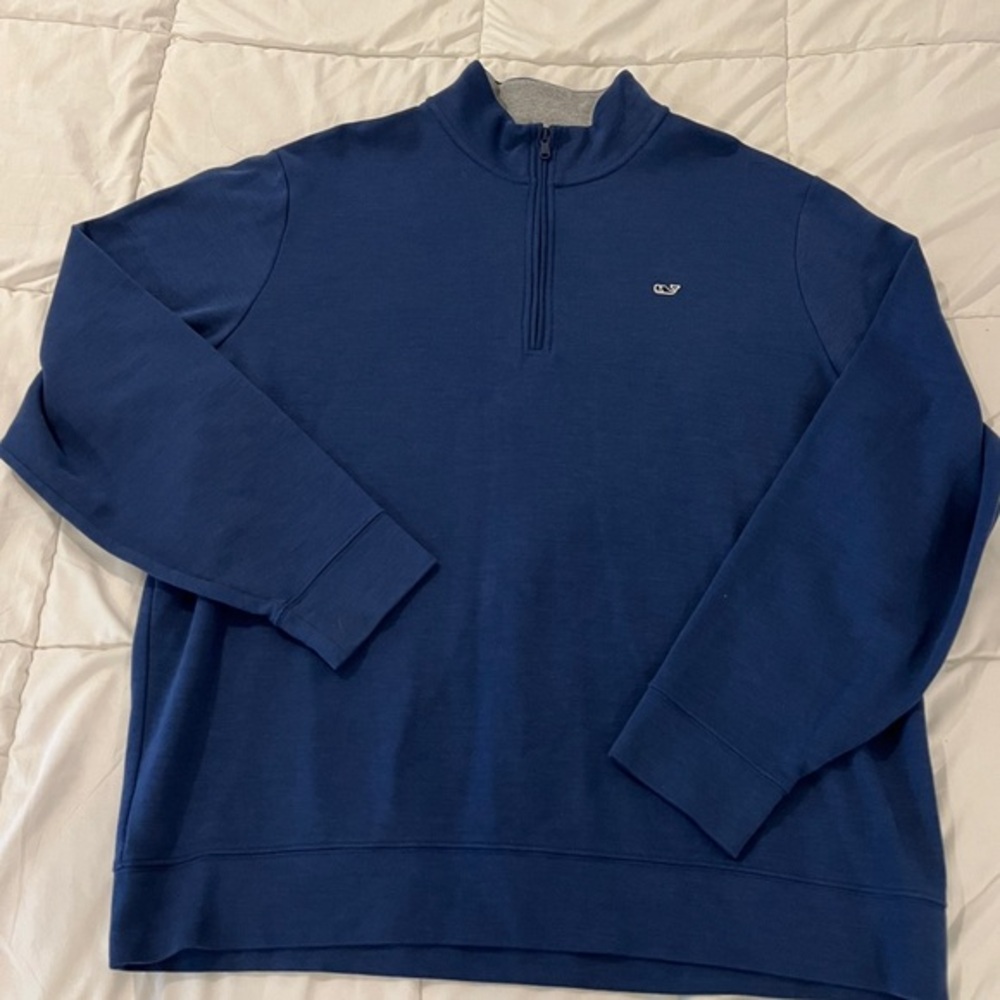 Vineyard Vines Men's Blue Quarter-Zip Sweater